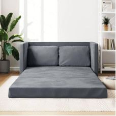 ZEYUAN Grindų sofa su miego funkcija, tamsiai pilka, 122 x 204 x 55 cm, aksomas, poilsio sofa, sofos ir kušetės, poilsio sofa, sofa svetainei - 353958