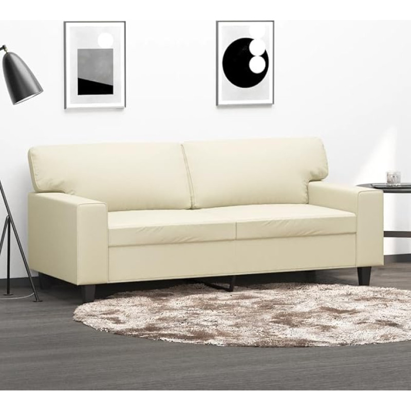 359418 2-vietė sofa kreminė 140 cm, dirbtinė oda, poilsio sofa, sofos ir kušetės, poilsio sofa, sofa svetainei, sofa su
