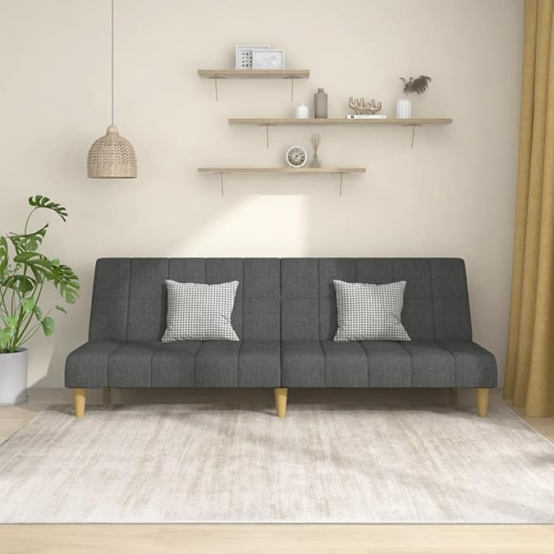 Sofa-lova 2 sėdimų vietų, tamsiai pilkas audinys, svetainės sofa, sofos ir kušetės, poilsio sofa, svetainės sofa - 375827