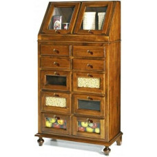 Mar.c.a. Design - Cabinet with 2 Doors and Hat in Poplar Wood, Walnut Colour, for Indoor Use, Povera Art Made in Italy - Dimensions 107 x 105 x 197 cm