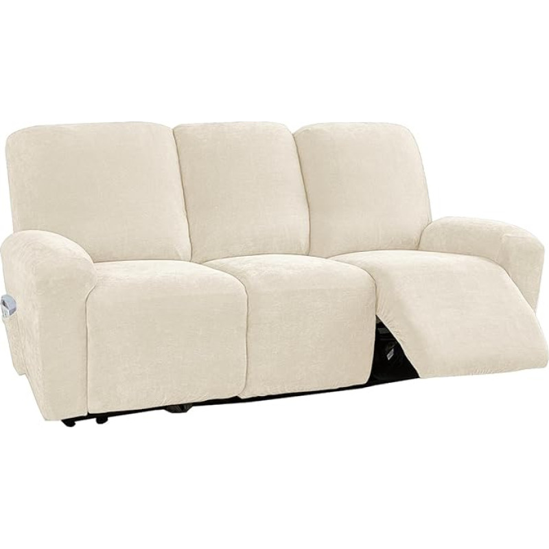 Stretch-Sofabezug-Set Mit Taschen - Rutschfester Bezug for Liegesofas(Beige)