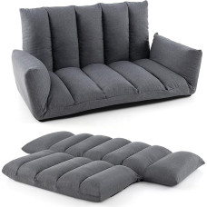 RELAX4LIFE sulankstoma grindų sofa, grindų kėdė su 5 kryptimis reguliuojamu atlošu ir porankiais, didelio tankio putų paminkštinimas, minkšta kėdė svetainei, miegamajam, 119 x 76 x 60 cm