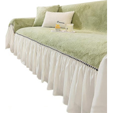 Generisch Sofaüberwurf mit Rock, Sofabezug Tuch, Sofahusse, Staub- und fleckenresistenter Sofabezug,C,180 * 420cm/71 * 165in