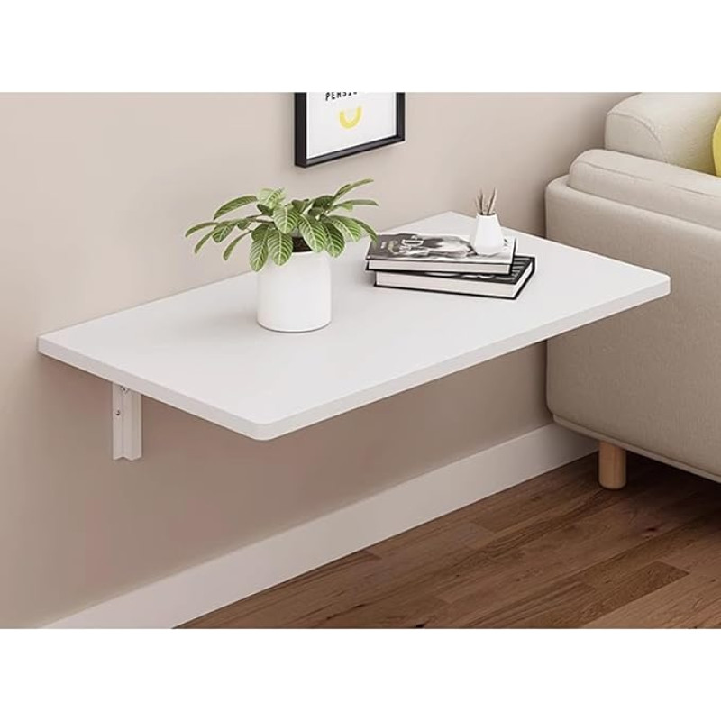 Robuster Klapptisch zur Wandmontage, mit Metallstütze, multifunktionaler Lernbuchtisch, Computertisch, Arbeitsplatz und Badezimmerregal für kleine Räume, Größe: 60 x 30 cm