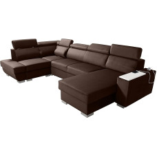 Robin Inspire Cezar Corner Sofa Miego funkcija Miegamojo lovos dėžė Reguliuojami galvos atlošai Sofa L formos sofa lova Laisvai pastatoma kampinė sofa lova Svetainės baldai, įskaitant nešiojamojo kompiuterio stalo lizdą Ruda