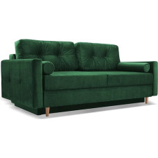 Fabryka Mebli Idźczak Sofa lova Pastella Couch Fold-Out Sleep Function Bed Box - Cushion Bedding Container Auxiliary Machine Living Room Guest Room Modern Design (Kronos 19 Green)