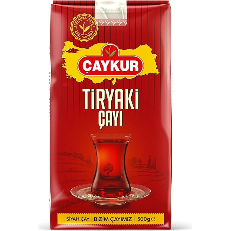 ÇAYKUR Tiryaki turkiška juodoji arbata, stiprus užpilas, sodrios rausvos spalvos ir sodraus aromato, aukštaičių arbatos lapeliai, natūrali arbata 500 g / 17,6 oz