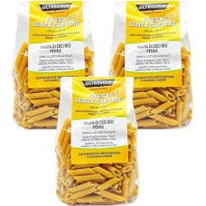 Oltresole - Itališki Bio-Kichererbsen-Pasta Glutenfrei, Penne-Format - Proteinreiche Hülsenfrüchtepasta, 100% Bio-Kichererbsenmehl, balastinių medžiagų, vegan, glutenfrei, 3er-Packung mit je 350 g