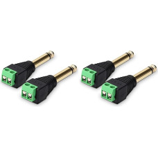 kwmobile 2X 6,35mm Klinkenstecker Adapter - Klinke auf 2-Pin Audio Kabel Terminal Block Set - Terminalblock 6.35mm Klinke 2-polig - Schraubbefestigung (Packung mit 2)