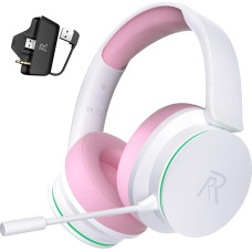 Wireless Gaming Headset for Xbox Series X|S, Xbox One, PS5, PS4, Noise Cancelling Bluetooth 5.3 Wireless Gaming Headphones, PC Headset with Microphone, 3D Surround Sound, 45H Battery, White Pink Colour