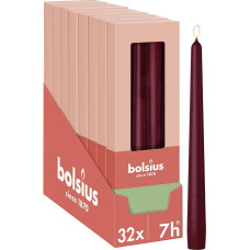 Bolsius Smooth Tapered Candles - Metallic Red - Set of 4 in Box - 24.5 cm - Decorative Household Candles - Burning Time 7 Hours - Unscented - Natural Plant Wax - Without Palm Oil