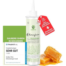 Golden Pets Test Judgment Labai geras ausų valiklis šunims ir katėms 100% natūralus ausų skalavimo skystis nuo niežulio, uždegimo ir ausų sieros I Ausų priežiūra 250 ml