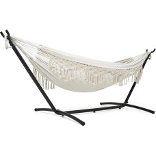 Mondeer Hanging Chair with Frame for 2 Seater - Adjustable Boho Style Swing Chair for Patio, Garden & Yard, White