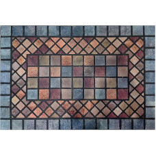 Nicoman Elegant Tile Mat, Door Mat, Eco-Friendly, Anti-Scratch and Non-Slip, Indoor/Outdoor, Rectangular (90 x 60 cm), Blue Trim
