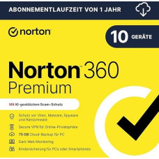 Norton 360 Premium 2023 | 10 įrenginių | Antivirusinė | Neribotas saugus VPN ir slaptažodžių tvarkyklė | 1 metai | PC/Mac/Android/iOS | Aktyvavimo kodas el. paštu