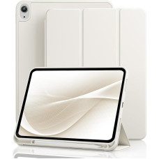 Case for iPad (A16) 11th Generation 11 Inch 2025, iPad 10th Generation 10.9 Inch 2022 with Pencil Holder, Auto Wake/Sleep, Supports Touch ID, Slim Trifold Stand Protective Cover (Cream White)