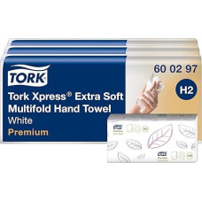 Tork 600297 Xpress extra multifold soft towels premium white for Tork H2 multifold systems/folding towels 2-ply & highly absorbent/7 x 100 sheets (34 x 21.2 cm)