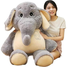 68 cm-128 cm dramblys pliušinis žaislas, mielas raminantis dramblio gyvūnas, skudurinė lėlė, lovos apdaila, pagalvė, dramblys pliušinis gyvūnas (98 cm, pilka)