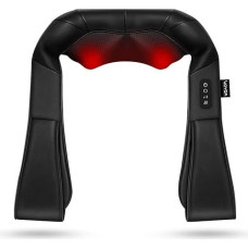 Kaklo masažuoklis, kaklo ir pečių masažuoklis Shiatsu Electric su 4D minkymo masažu, skirtas pečių, nugaros, kaklo ir viso kūno raumenų skausmo malšinimui (tamsiai juodas)