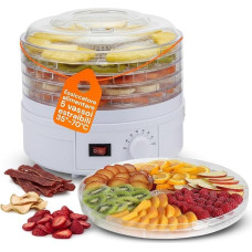 Avilia Food Dehydrator with 5 Stackable Trays - Fruit Vegetable Mushroom and Meat Dehydrator - Temperature Adjustable from 35° - 70°C - Even Ventilation for Healthy and