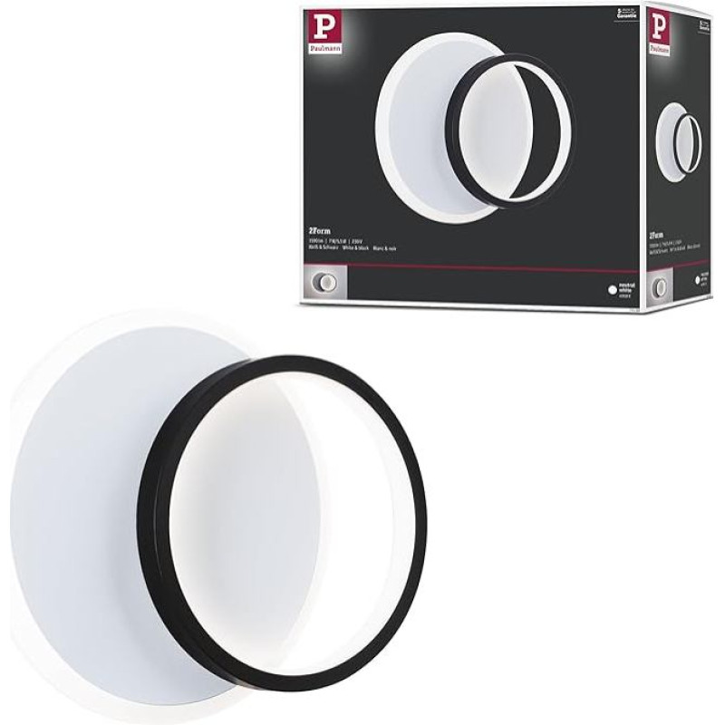 Paulmann 71166 WD 2Form WL LED 12,5 W 240 x 180 mm Baltas juodas 230 V Akrilinis metalas