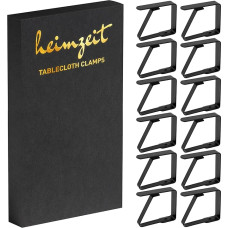 Staltiesės laikikliai, pagaminti iš aukštos kokybės nerūdijančio plieno [12 vnt., 6,5 cm] Spalva: juoda, staltiesės laikiklis, skirtas naudoti lauke ir patalpose, staltiesės laikikliai stalams, kurių maksimalus ilgis yra 6,5 cm. Plokštės storis