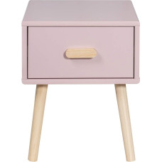 Rebecca Mobili RE6977 Children's Bedside Table with 1 Drawer with Guide Rails, Space-Saving - Dimensions H x W x D: 44 x 35 x 35 cm Pink Brown Pine MDF