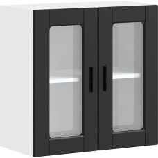 vidaXL Porto Kitchen Wall Cabinet with Glass Door, Black, Wall Cabinet, Kitchen Cabinet, Wall Cabinet, Wall Cabinet, Kitchen Cupboard, Wall Cabinet, Kitchen Cupboard