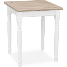 Wooden Dining Table, Kitchen Table, 60 x 60 cm, Wooden Table, Table with Decorative Legs, Dining Table for 2 People, Small Kitchen Table, Scandinavian, Kitchen Table, White, Table Top: Artisan Oak