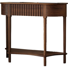 Mid Century Modern Console Table, 100cm Geriffeltes Holz Konsolentisch Mit Schubladen Für Wohnzimmer, Flur, Eingangsbereich Foyer