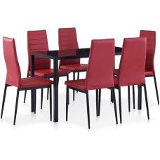 vidaXL Valgomojo stalo komplektas 7 dalių valgomojo stalo komplektas Virtuvės stalas Valgomojo kambario kėdžių stalas Valgomojo stalo komplektas Valgomojo stalo komplektas Valgomojo stalas su 6 kėdėmis Vyno raudona