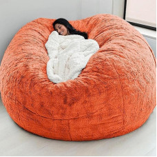 Bean Bag Chair Cover (Cover Only, No Filling), Round Soft and Fluffy Faux Fur Bean Bag Lazy Sofa Bed Cover for Gaming Chairs and Garden Chairs Giant Fur Bean Bag 150 x 65 cm
