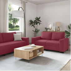 Gecheer 3-teiliges Sofa-Set mit Kissen, weinroter Stoff, Wohnzimmer Polstersofa Couch für Apartment Büro Gästezimmer Schlafzimme3324652