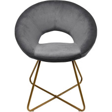 Home Deluxe - Velvet, Velvet, Dining Room Chairs, Colour: Grey, Cover: Velvet Fabric, Frame: Gold, Powder-Coated Metal, Max. 120 kg, Round Chair, Kitchen Chair, Living Room Chair, Upholstered Chair