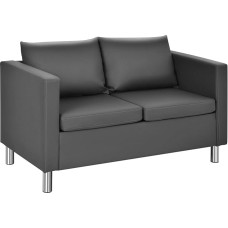 HOMASIS 2-vietė sofa, sofa su nuimamomis atlošo ir sėdynės pagalvėlėmis, minkšta sofa su metalinėmis kojelėmis, svetainės ir biuro sofa, 120 x 60 x 62,5 cm, pilka