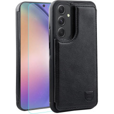 VANAVAGY Galaxy A54 Wallet Case for Women and Men, Leather Flip Folio Phone Cover Fits Magnetic Car Holder with Credit Card Holder, Black