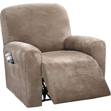 LINGKY Recliner Slipcovers Recliner Cover Sofa Slipcover Sofa Cover 4 dalių baldų apsauga Couch Rich Velvet Plush Shape Fit Stretch Stylish Soft with Elastic Base (Taupe)