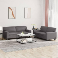 LAPOOH 3201916 2 dalių sofos komplektas, pilka dirbtinė oda, poilsio sofa, sofos ir kušetės, poilsio sofa, svetainės sofa, sofa su