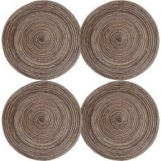 Runde Tischsets Set 4er aus Polyester - rutschfeste & Hitzebeständige Platzsets mit Weicher Textur | Vielseitige Gewebte Untersetzer für Familienessen & Festdeko(Dydis:38cm,Spalva:D)