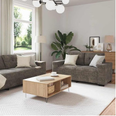 2-teiliges Sofa-Set dunkelgrau mit Kissen Kunstleder ecksofa schlafcouch für Wohnlandschaft Sofa Bed