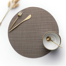 Tischset 2Er Set Rund, Schmutzabweisend, rund Platzsets, Küchen-Tischsets für Esstisch, 35x35cm, Kaffee