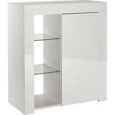 MMT Sideboard Modern White Matt Gloss Buffet Display Cabinets with LED Lights (White, Small) 75 x 35 x 83 - W x D x H