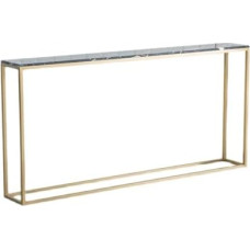 Generisch Schmaler Konsolentisch für Wohnzimmer, schwarzer und Goldener Marmorsofatisch, Langer Eingangstisch mit Metallgestell, stilvoller Couchtisch für Flur und Eingangsbereich - 140 cm
