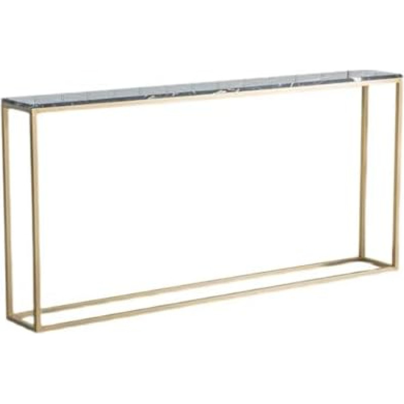 Generisch Schmaler Konsolentisch für Wohnzimmer, schwarzer und Goldener Marmorsofatisch, Langer Eingangstisch mit Metallgestell, stilvoller Couchtisch für Flur und Eingangsbereich - 140 cm