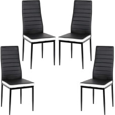 Lauter 4 Faux Leather Dining Room Chairs Upholstered Seat and Backrest Dining Chair Set SGS Approved 4-Piece (Black + White)