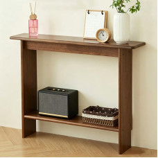 Massiver Konsolentisch aus Holz, Schmaler Beistelltisch mit Offenen Regalen, Landhaus-Console Table Hinter Dem Sofa für Eingangsbereich, Flur und Wohnzimmer(Brown, 80*20*75.5cm/31.5*8*30in)