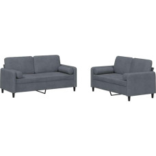 vidaXL 2-Piece Sofa Set, Armchair Couch with Cushion, Sofa Living Room Sofa with Armrests, Couch Set, Designer Sofa, Seating Furniture, Upholstered Furniture, Dark Grey Velvet