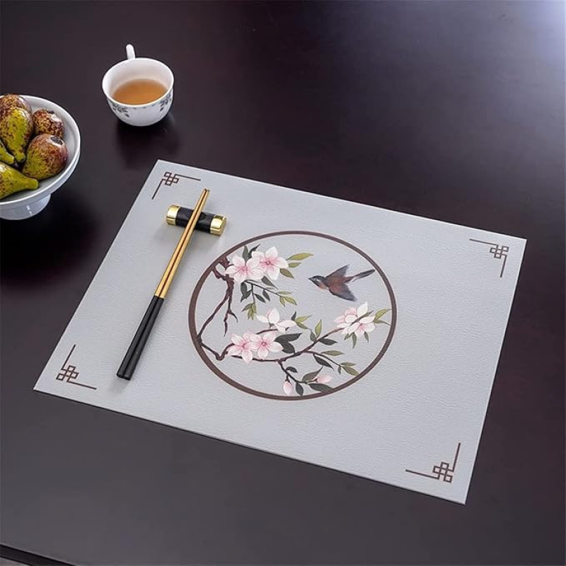Platzdeckchen-Set, Esstischsets, 2-teiliges Tischset im chinesischen Stil, Esstisch, Schüssel, Tasse, Muster, Küche, Tischset, Wohnkultur (Spalva : C, Dydis : 30 * 40cm) (Spalva : B)