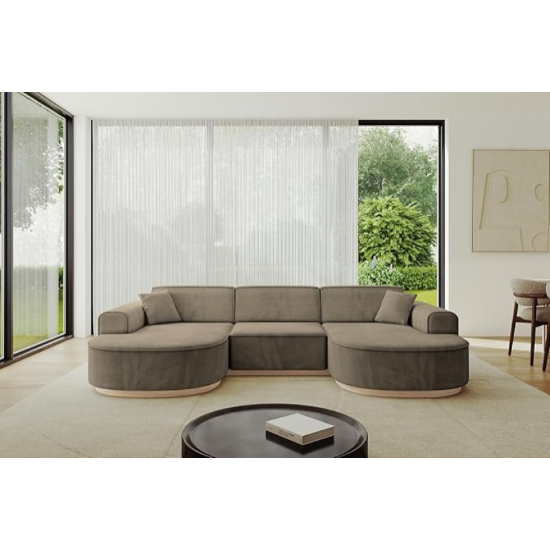 ALTDECOR MARI-U1-v1-303 x 171 x 83 cm kampinė U formos sofa U formos kampinė sofa L formos rudos spalvos