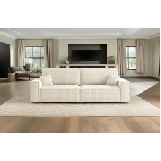 Kaiser Möbel - Sofa su miego funkcija ir lovos dėže, sofa-lova su patalynės dėže, sofa 3-vietė, patogi sofa svetainei, velvetinis audinys, sulankstoma sofa, relaksacinė sofa, 2 dekoratyvinės pagalvėlės, geriausia, Ecru